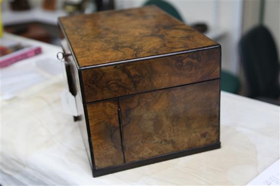 A Victorian burr walnut cased games compendium, 13in.